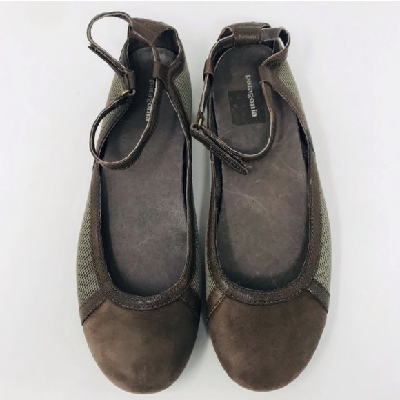 Patagonia Round Toe Ankle Strap Flats Mocha Brown Size 7 - Picture 7 of 7